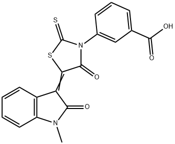 3-[5-(1-METHYL-2-OXO-1,2-DIHYDRO-INDOL-3-YLIDENE)-4-OXO-2-THIOXO-THIAZOLIDIN-3-YL]-BENZOIC ACID Struktur