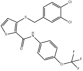 3-[(3,4-DICHLOROBENZYL)SULFANYL]-N-[4-(TRIFLUOROMETHOXY)PHENYL]-2-THIOPHENECARBOXAMIDE Struktur