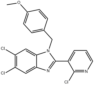 4-([5,6-DICHLORO-2-(2-CHLORO-3-PYRIDINYL)-1H-1,3-BENZIMIDAZOL-1-YL]METHYL)PHENYL METHYL ETHER Struktur