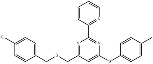 4-([(4-CHLOROBENZYL)SULFANYL]METHYL)-6-[(4-METHYLPHENYL)SULFANYL]-2-(2-PYRIDINYL)PYRIMIDINE Struktur