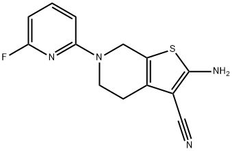 2-AMINO-6-(6-FLUORO-2-PYRIDINYL)-4,5,6,7-TETRAHYDROTHIENO[2,3-C]PYRIDINE-3-CARBONITRILE Struktur