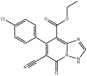 ETHYL 7-(4-CHLOROPHENYL)-6-CYANO-5-OXO-3,5-DIHYDRO[1,2,4]TRIAZOLO[1,5-A]PYRIDINE-8-CARBOXYLATE Struktur