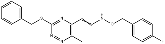 3-(BENZYLSULFANYL)-5-(2-([(4-FLUOROBENZYL)OXY]AMINO)VINYL)-6-METHYL-1,2,4-TRIAZINE Struktur