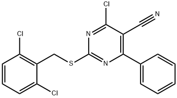 4-CHLORO-2-[(2,6-DICHLOROBENZYL)SULFANYL]-6-PHENYL-5-PYRIMIDINECARBONITRILE Struktur