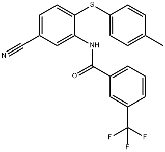 N-(5-CYANO-2-[(4-METHYLPHENYL)SULFANYL]PHENYL)-3-(TRIFLUOROMETHYL)BENZENECARBOXAMIDE Struktur