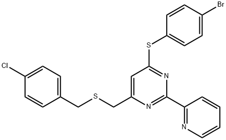 4-BROMOPHENYL 6-([(4-CHLOROBENZYL)SULFANYL]METHYL)-2-(2-PYRIDINYL)-4-PYRIMIDINYL SULFIDE Struktur