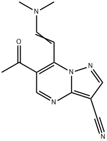 6-ACETYL-7-[2-(DIMETHYLAMINO)VINYL]PYRAZOLO[1,5-A]PYRIMIDINE-3-CARBONITRILE Struktur