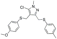 4-([(5-CHLORO-1-METHYL-3-([(4-METHYLPHENYL)SULFANYL]METHYL)-1H-PYRAZOL-4-YL)METHYL]SULFANYL)PHENYL METHYL ETHER Struktur