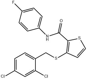 3-[(2,4-DICHLOROBENZYL)SULFANYL]-N-(4-FLUOROPHENYL)-2-THIOPHENECARBOXAMIDE Struktur