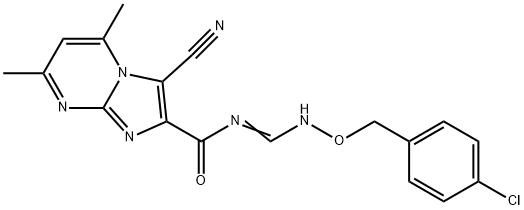 N-(([(4-CHLOROBENZYL)OXY]IMINO)METHYL)-3-CYANO-5,7-DIMETHYLIMIDAZO[1,2-A]PYRIMIDINE-2-CARBOXAMIDE Struktur