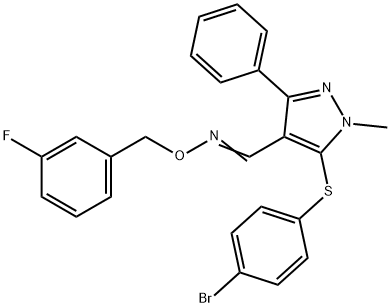 5-[(4-BROMOPHENYL)SULFANYL]-1-METHYL-3-PHENYL-1H-PYRAZOLE-4-CARBALDEHYDE O-(3-FLUOROBENZYL)OXIME Struktur