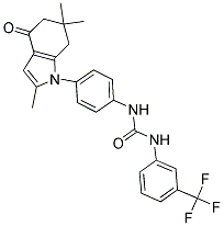 ((3-(TRIFLUOROMETHYL)PHENYL)AMINO)-N-(4-(2,6,6-TRIMETHYL-4-OXO(5,6,7-TRIHYDROINDOLYL))PHENYL)FORMAMIDE Struktur