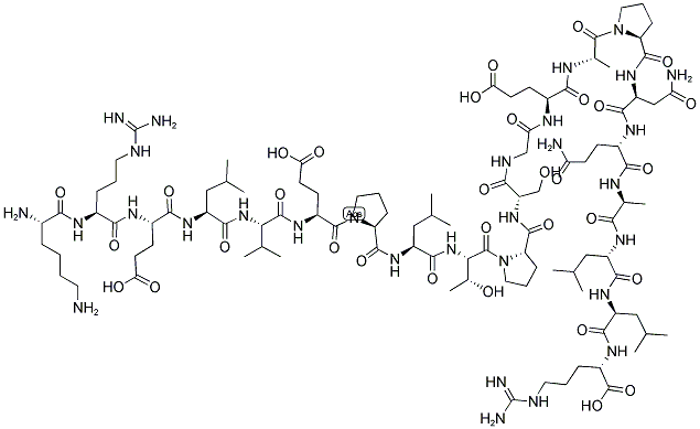 H-LYS-ARG-GLU-LEU-VAL-GLU-PRO-LEU-THR-PRO-SER-GLY-GLU-ALA-PRO-ASN-GLN-ALA-LEU-LEU-ARG-NH2 Struktur