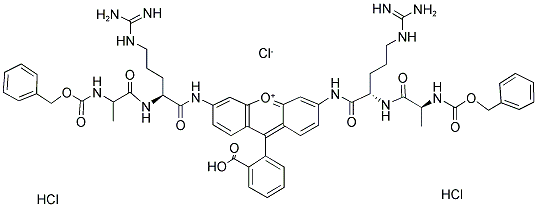 RHODAMINE 110, BIS-(CBZ-L-ALANYL-L-ARGININE AMIDE), DIHYDROCHLORIDE