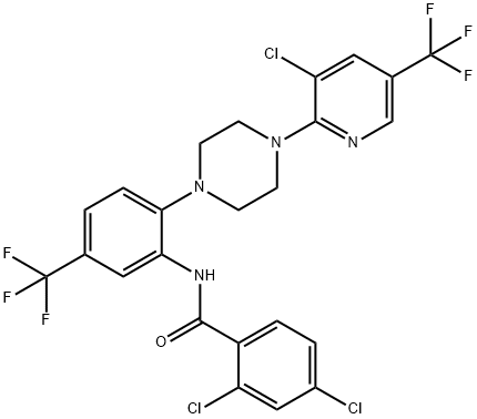 2,4-DICHLORO-N-[2-(4-[3-CHLORO-5-(TRIFLUOROMETHYL)-2-PYRIDINYL]PIPERAZINO)-5-(TRIFLUOROMETHYL)PHENYL]BENZENECARBOXAMIDE Struktur