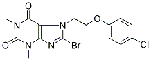 8-BROMO-7-[2-(4-CHLOROPHENOXY)ETHYL]-1,3-DIMETHYL-2,3,6,7-TETRAHYDRO-1H-PURINE-2,6-DIONE Struktur