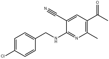 5-ACETYL-2-[(4-CHLOROBENZYL)AMINO]-6-METHYLNICOTINONITRILE Struktur