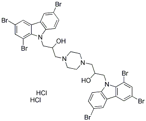 1-(4-[2-HYDROXY-3-(1,3,6-TRIBROMO-9H-CARBAZOL-9-YL)PROPYL]PIPERAZINO)-3-(1,3,6-TRIBROMO-9H-CARBAZOL-9-YL)PROPAN-2-OL DIHYDROCHLORIDE Struktur