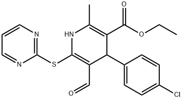 ETHYL 4-(4-CHLOROPHENYL)-5-FORMYL-2-METHYL-6-(2-PYRIMIDINYLSULFANYL)-1,4-DIHYDRO-3-PYRIDINECARBOXYLATE Struktur