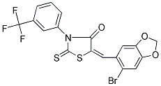 (5E)-5-[(6-BROMO-1,3-BENZODIOXOL-5-YL)METHYLENE]-2-THIOXO-3-[3-(TRIFLUOROMETHYL)PHENYL]-1,3-THIAZOLIDIN-4-ONE Struktur