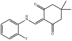 2-[(2-FLUOROANILINO)METHYLENE]-5,5-DIMETHYL-1,3-CYCLOHEXANEDIONE Struktur