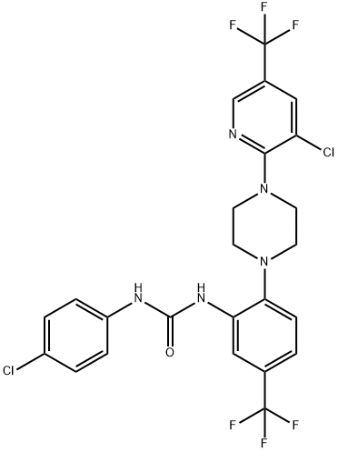 N-(4-CHLOROPHENYL)-N'-[2-(4-[3-CHLORO-5-(TRIFLUOROMETHYL)-2-PYRIDINYL]PIPERAZINO)-5-(TRIFLUOROMETHYL)PHENYL]UREA Struktur