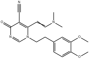 1-(3,4-DIMETHOXYPHENETHYL)-6-[2-(DIMETHYLAMINO)VINYL]-4-OXO-1,4-DIHYDRO-5-PYRIMIDINECARBONITRILE Struktur