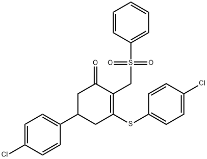 5-(4-CHLOROPHENYL)-3-[(4-CHLOROPHENYL)SULFANYL]-2-[(PHENYLSULFONYL)METHYL]-2-CYCLOHEXEN-1-ONE Struktur