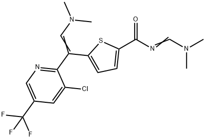 5-[1-[3-CHLORO-5-(TRIFLUOROMETHYL)-2-PYRIDINYL]-2-(DIMETHYLAMINO)VINYL]-N-[(DIMETHYLAMINO)METHYLENE]-2-THIOPHENECARBOXAMIDE Struktur