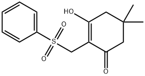 3-HYDROXY-5,5-DIMETHYL-2-[(PHENYLSULFONYL)METHYL]-2-CYCLOHEXEN-1-ONE Struktur