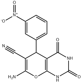 7-AMINO-5-(3-NITROPHENYL)-2,4-DIOXO-1,3,5,8-TETRAHYDRO-8-OXAQUINAZOLINE-6-CARBONITRILE Struktur