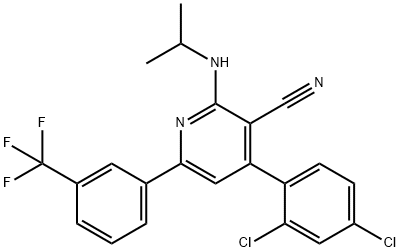 4-(2,4-DICHLOROPHENYL)-2-(ISOPROPYLAMINO)-6-[3-(TRIFLUOROMETHYL)PHENYL]NICOTINONITRILE Struktur