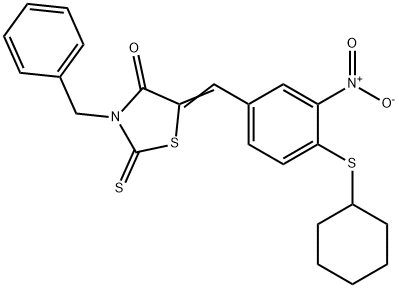 3-BENZYL-5-([4-(CYCLOHEXYLSULFANYL)-3-NITROPHENYL]METHYLENE)-2-THIOXO-1,3-THIAZOLAN-4-ONE Struktur