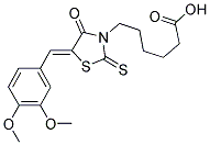 6-[(5Z)-5-(3,4-DIMETHOXYBENZYLIDENE)-4-OXO-2-THIOXO-1,3-THIAZOLIDIN-3-YL]HEXANOIC ACID Struktur