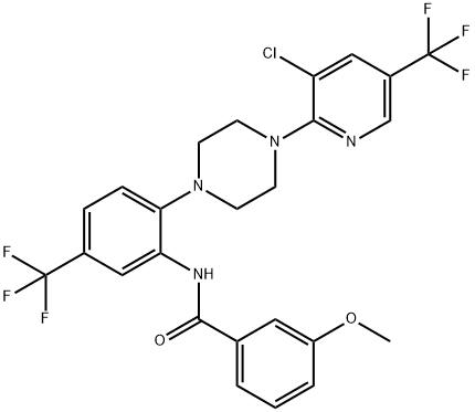 N-[2-(4-[3-CHLORO-5-(TRIFLUOROMETHYL)-2-PYRIDINYL]PIPERAZINO)-5-(TRIFLUOROMETHYL)PHENYL]-3-METHOXYBENZENECARBOXAMIDE Struktur