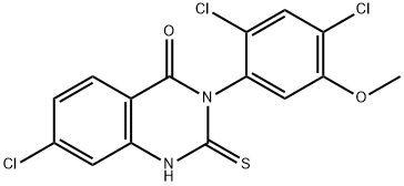 7-CHLORO-3-(2,4-DICHLORO-5-METHOXYPHENYL)-2-SULFANYL-4(3H)-QUINAZOLINONE Struktur