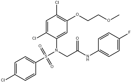 2-(N-(4-CHLOROPHENYLSULFONYL)-2,4-DICHLORO-5-(2-METHOXYETHOXY)PHENYLAMINO)-N-(4-FLUOROPHENYL)ACETAMIDE Struktur