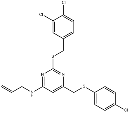 N-ALLYL-6-([(4-CHLOROPHENYL)SULFANYL]METHYL)-2-[(3,4-DICHLOROBENZYL)SULFANYL]-4-PYRIMIDINAMINE Struktur