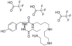 (S)-N-[4-[[3-[(3-AMINOPROPYL)AMINO]PROPYL]AMINO]BUTYL]-4-HYDROXY-ALPHA-[(1-OXOBUTYL)AMINO]-BENZENEPROPANAMIDE TRIS-TRIFLUOROACETATE Struktur