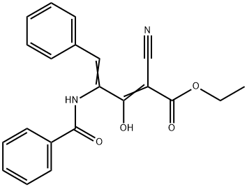 ETHYL 4-(BENZOYLAMINO)-2-CYANO-3-HYDROXY-5-PHENYL-2,4-PENTADIENOATE Struktur