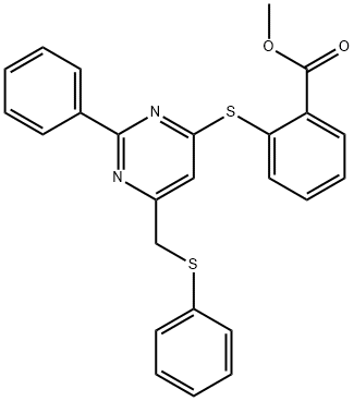 METHYL 2-((2-PHENYL-6-[(PHENYLSULFANYL)METHYL]-4-PYRIMIDINYL)SULFANYL)BENZENECARBOXYLATE Struktur