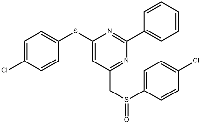 4-CHLOROPHENYL (6-[(4-CHLOROPHENYL)SULFANYL]-2-PHENYL-4-PYRIMIDINYL)METHYL SULFOXIDE Struktur