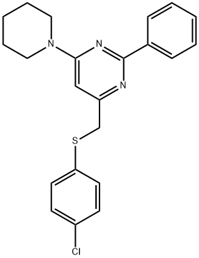 4-([(4-CHLOROPHENYL)SULFANYL]METHYL)-2-PHENYL-6-PIPERIDINOPYRIMIDINE Struktur