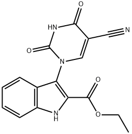 ETHYL 3-[5-CYANO-2,4-DIOXO-3,4-DIHYDRO-1(2H)-PYRIMIDINYL]-1H-INDOLE-2-CARBOXYLATE Struktur