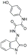 N-(4-HYDROXYPHENYL)-2-[2-(1-METHYL-2-OXO-1,2-DIHYDRO-3H-INDOL-3-YLIDENE)HYDRAZINO]-2-OXOACETAMIDE Struktur