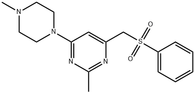 2-METHYL-4-(4-METHYLPIPERAZINO)-6-[(PHENYLSULFONYL)METHYL]PYRIMIDINE Struktur