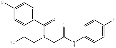 4-CHLORO-N-[2-(4-FLUOROANILINO)-2-OXOETHYL]-N-(2-HYDROXYETHYL)BENZENECARBOXAMIDE Struktur