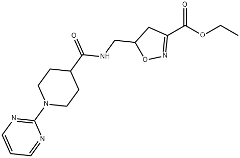 ETHYL 5-[(([1-(2-PYRIMIDINYL)-4-PIPERIDINYL]CARBONYL)AMINO)METHYL]-4,5-DIHYDRO-3-ISOXAZOLECARBOXYLATE Struktur