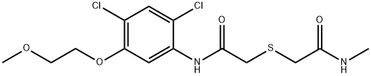 2-((2-[2,4-DICHLORO-5-(2-METHOXYETHOXY)ANILINO]-2-OXOETHYL)SULFANYL)-N-METHYLACETAMIDE Struktur