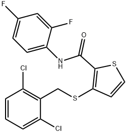 3-[(2,6-DICHLOROBENZYL)SULFANYL]-N-(2,4-DIFLUOROPHENYL)-2-THIOPHENECARBOXAMIDE Struktur